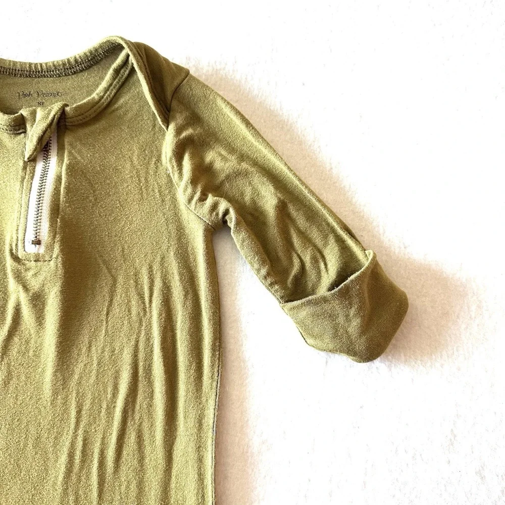 Posh Peanut NB Sleeping‎ Gown Army Green Viscose Bamboo Pajama Military Cozy